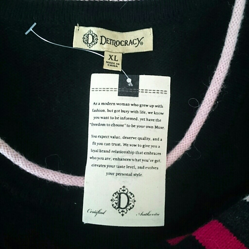 NWT Democracy striped sweater w/ flower detail - Picture 5 of 7